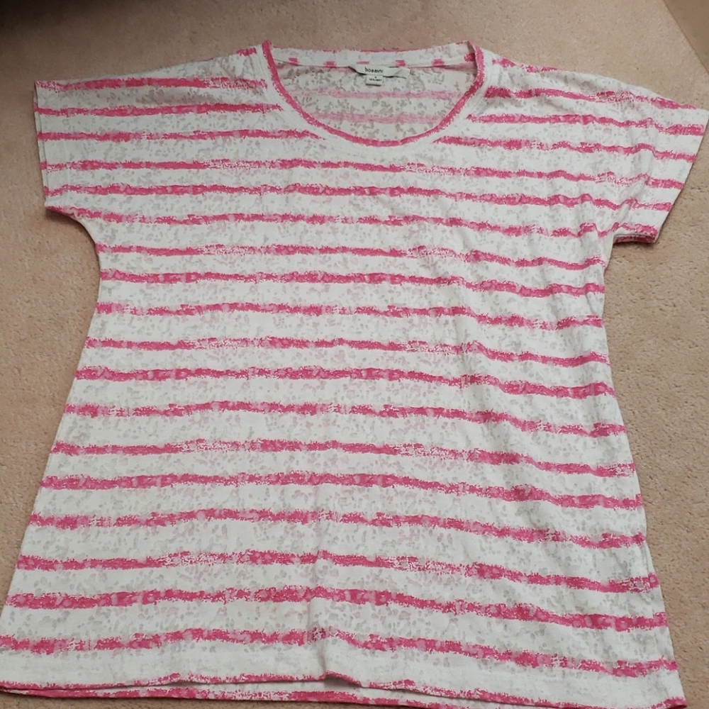 Pink and white striped top